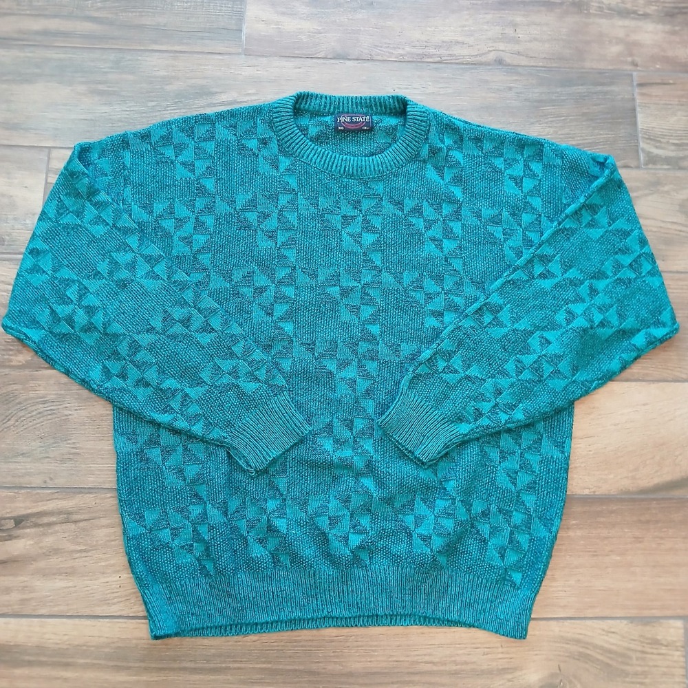 Vintage Pine State Sweater Mens Extra Large Big Crewneck Acrylic USA Made‎ 90s